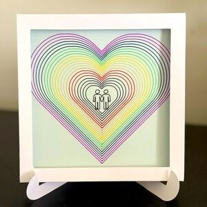 5x5” Colorful Heart rainbow heart gay emoji men original calligraphy art decor 🌈